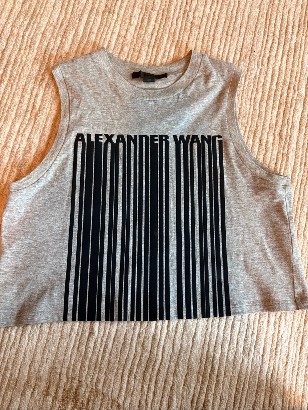 Alexander Wang Gray Muscle Tee Barcode Logo XS